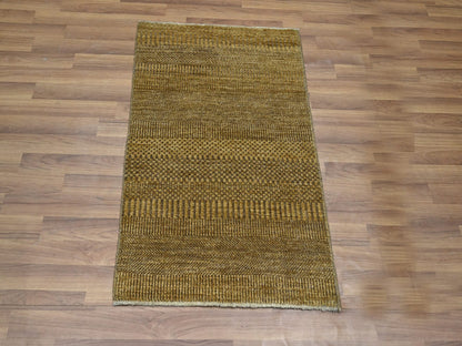 Brown 2'0" x 3'0" Modern and Contemporary Hand knotted Wool/Silk Rug - Sku: O076532