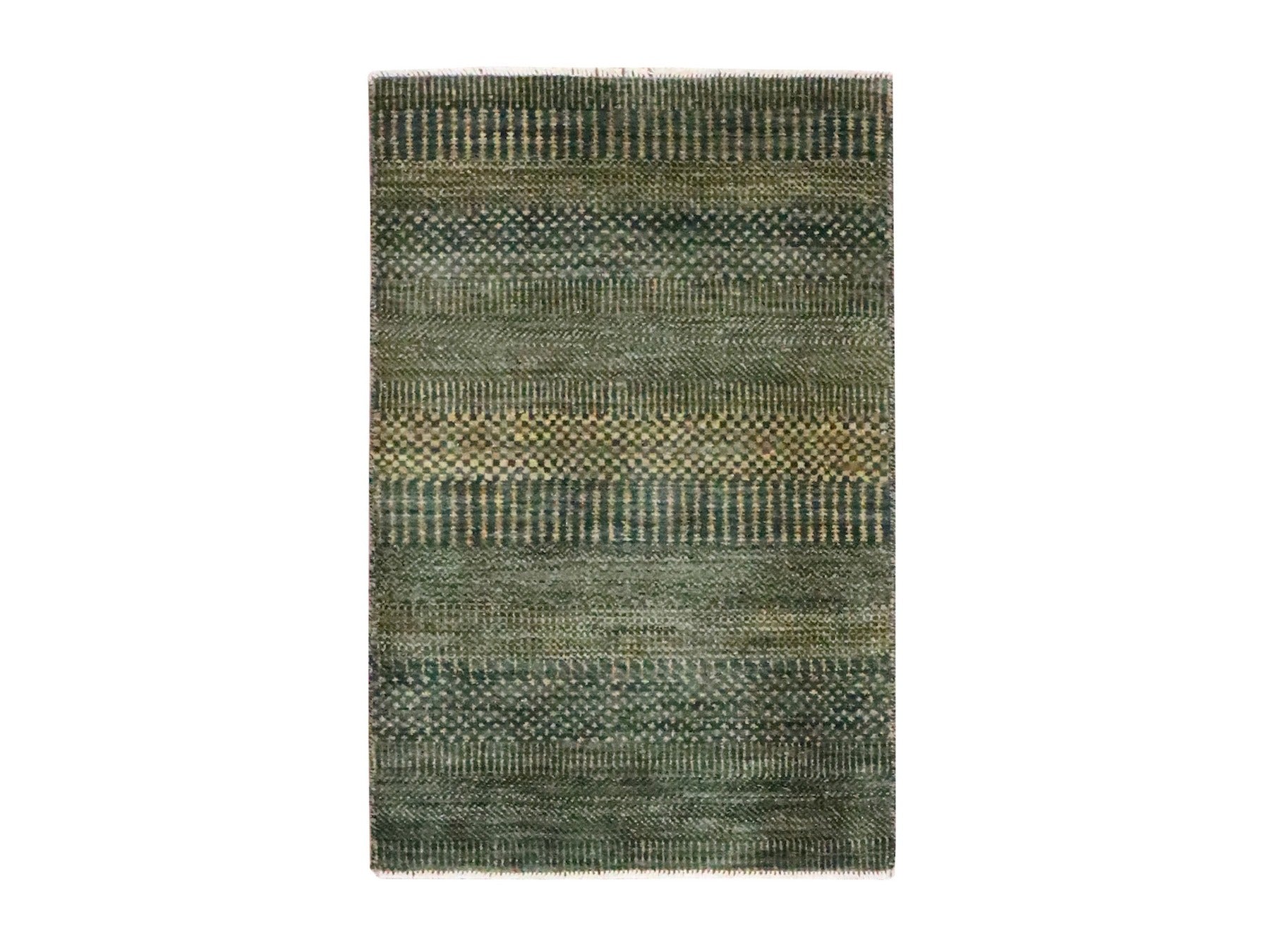 Black 2'0" x 3'0" Modern and Contemporary Hand knotted Wool/Silk Rug - Sku: O076533