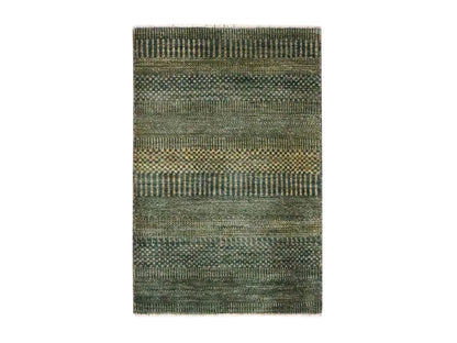 Black 2'0" x 3'0" Modern and Contemporary Hand knotted Wool/Silk Rug - Sku: O076533