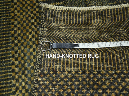 Black 2'0" x 3'0" Modern and Contemporary Hand knotted Wool/Silk Rug - Sku: O076533