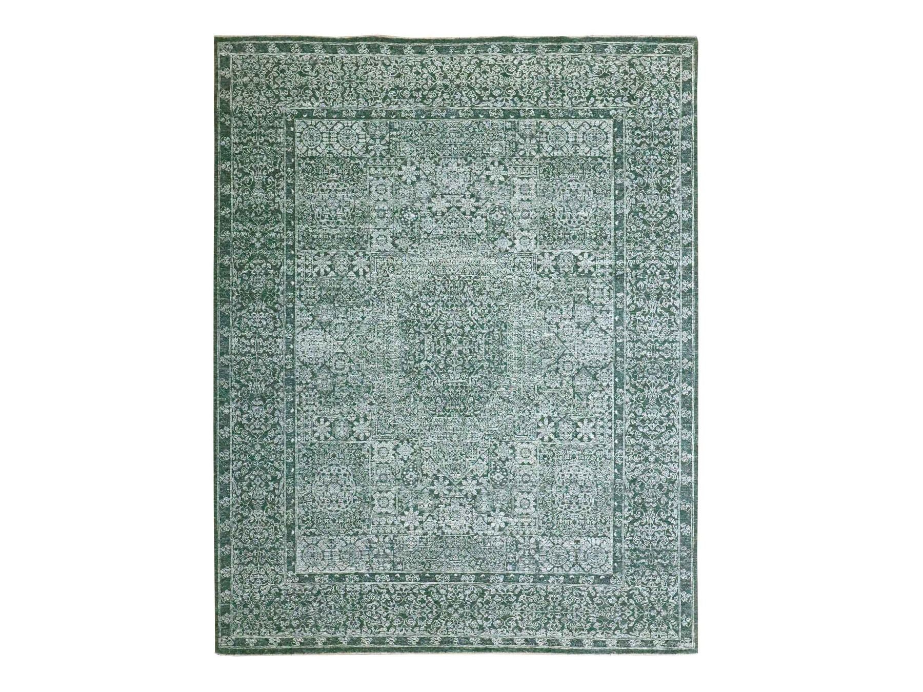Green 8'0" x 10'0" Mamluk Hand knotted Wool Rug - Sku: O076543