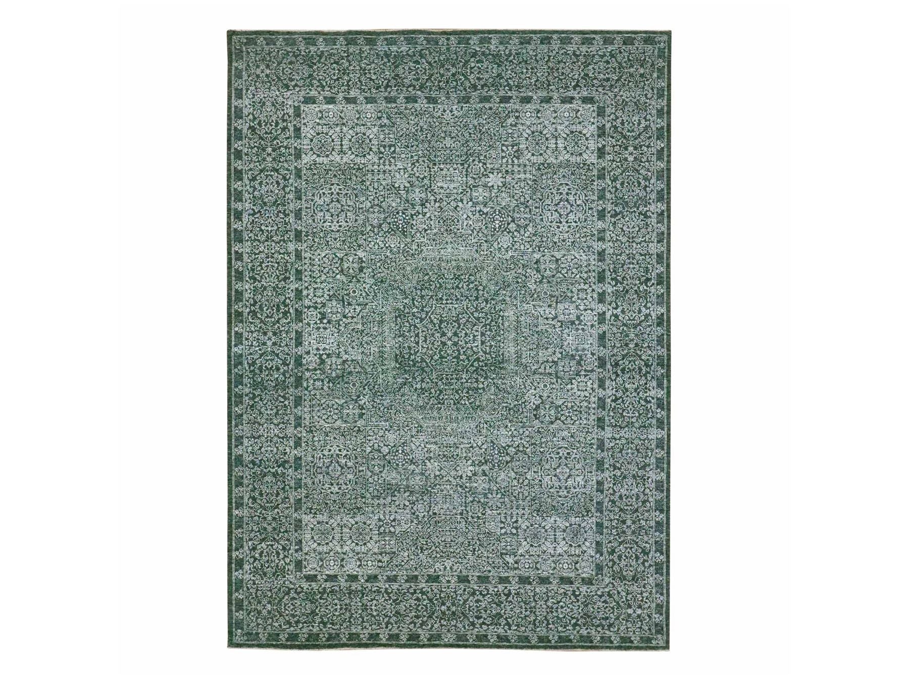 Green 8'3" x 11'6" Mamluk Hand knotted Wool Rug - Sku: O076545