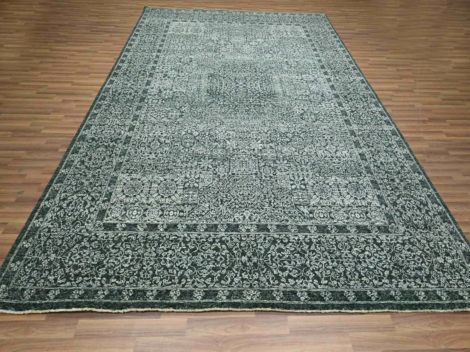Green 8'3" x 11'6" Mamluk Hand knotted Wool Rug - Sku: O076545