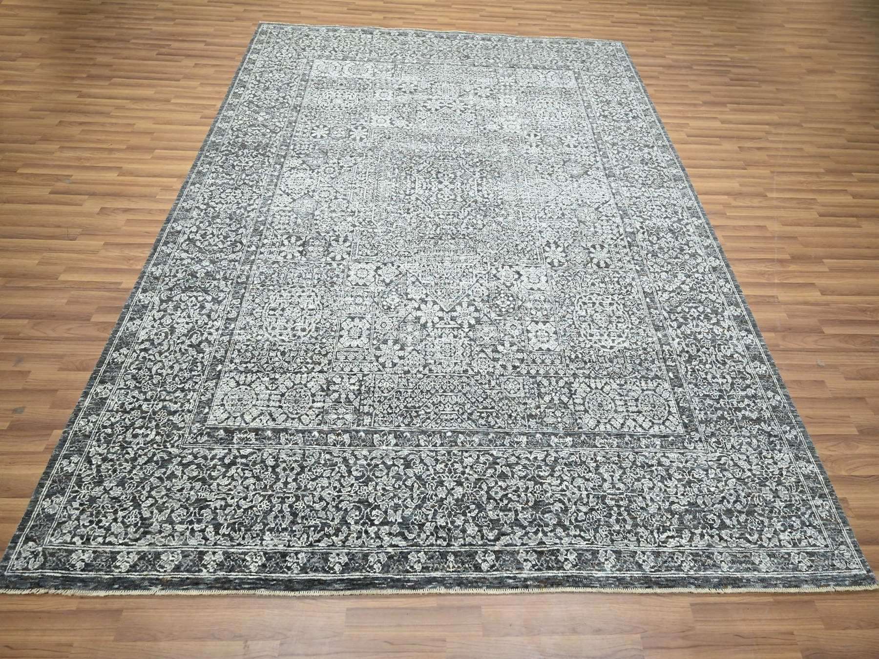 Grey 8'2" x 10'2" Mamluk Hand knotted Wool Rug - Sku: O076549