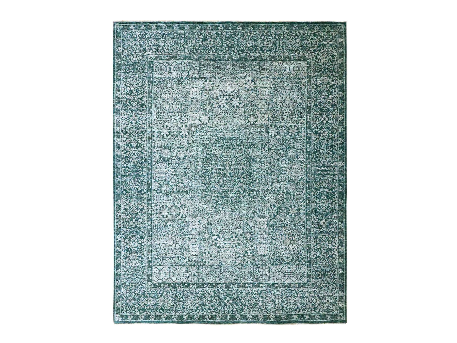 Mamluk Mamluk hand-knotted wool rug in Teal, 7'11" x 10'3" — SKU O076551