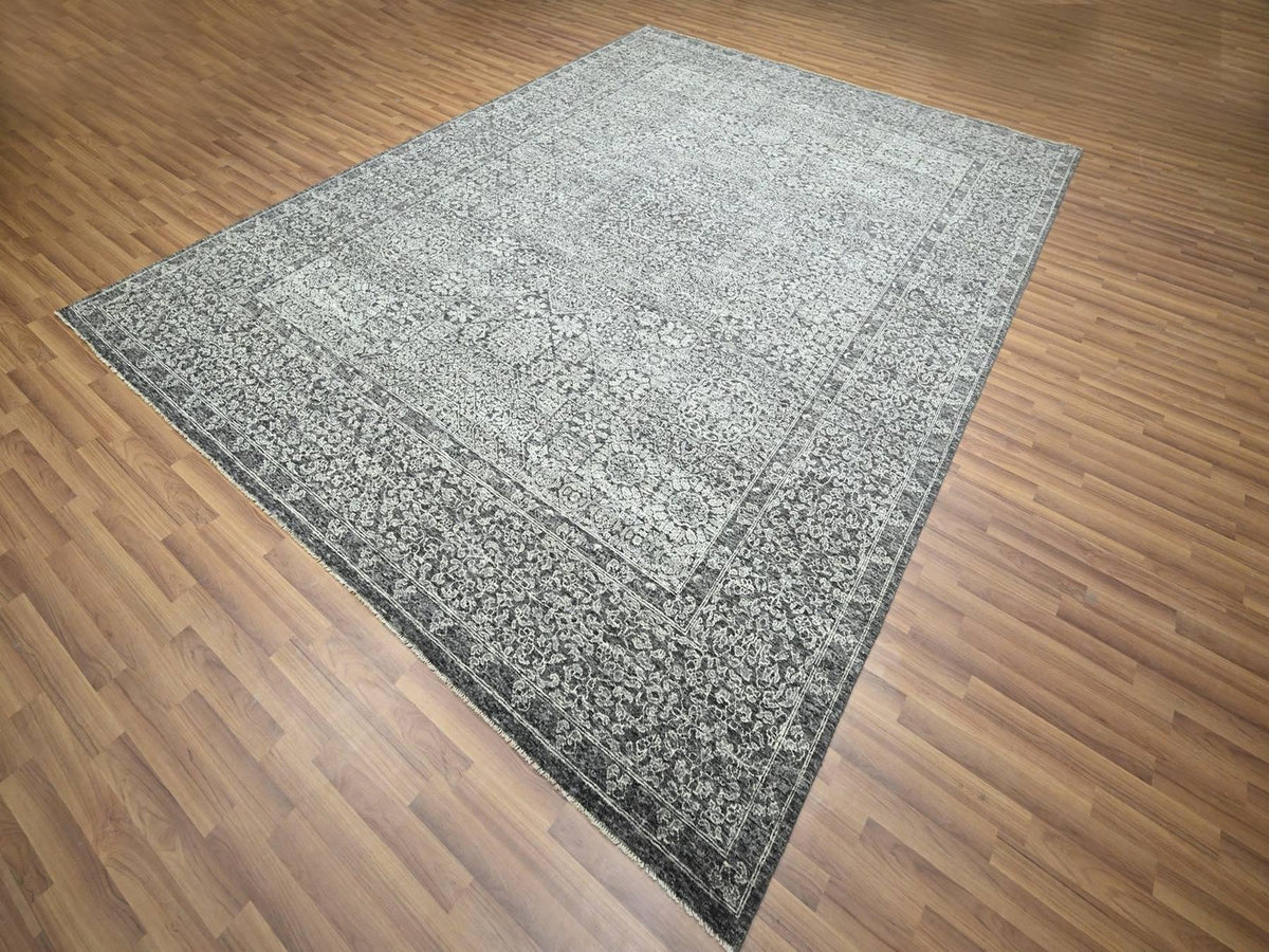Mamluk Mamluk hand-knotted wool rug in Gray, 9' x 11'11" — SKU O076553 (view 3)