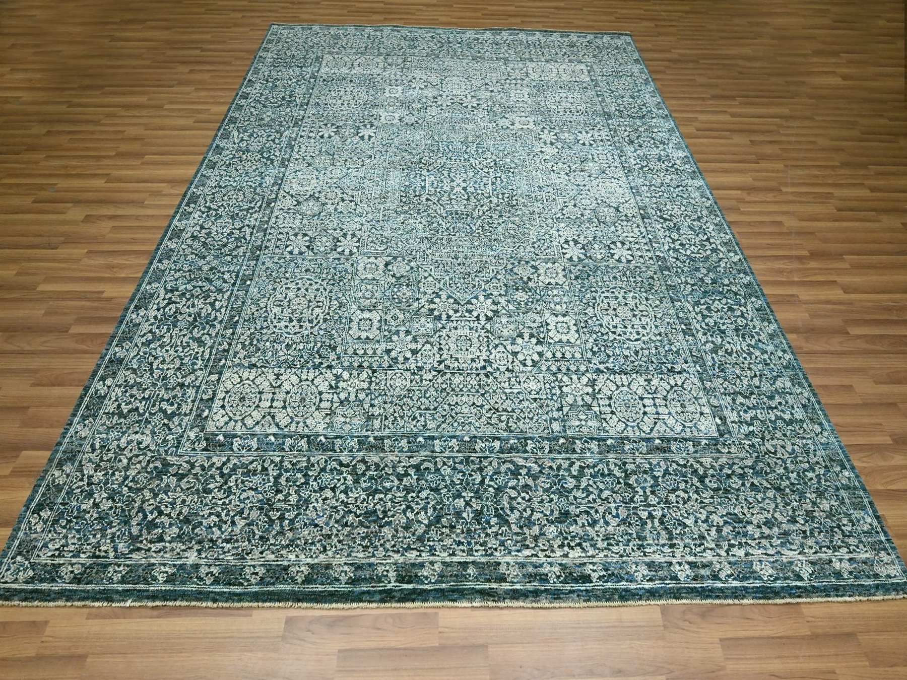 Blue 8'0" x 10'1" Mamluk Hand knotted Wool Rug - Sku: O076559