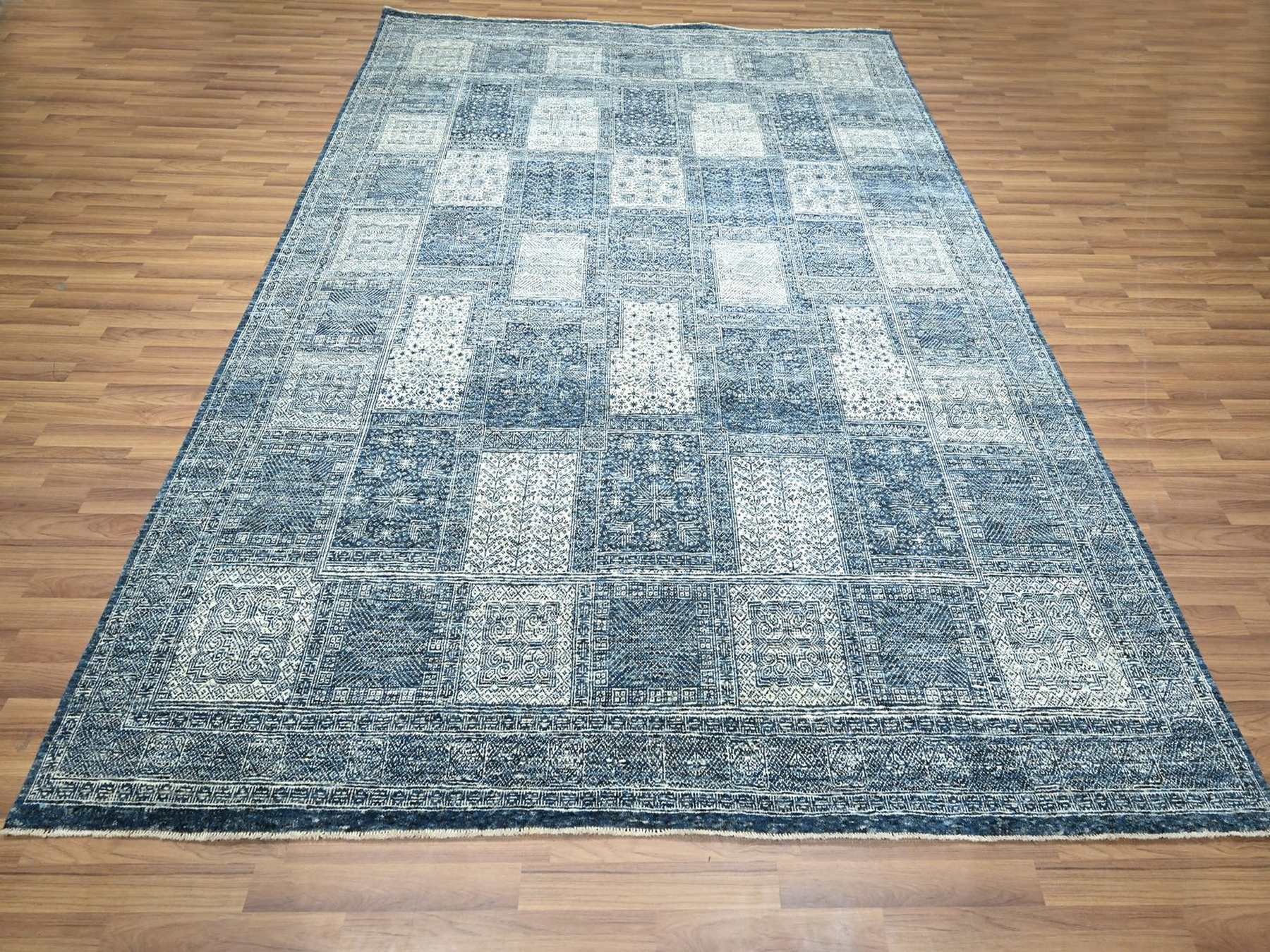 Blue 8'0" x 10'1" Transitional Hand knotted Wool Rug - Sku: O076560