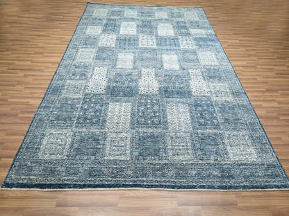 Blue 8'0" x 10'1" Transitional Hand knotted Wool Rug - Sku: O076560