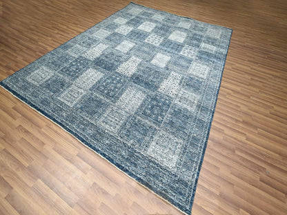 Blue 8'0" x 10'1" Transitional Hand knotted Wool Rug - Sku: O076560