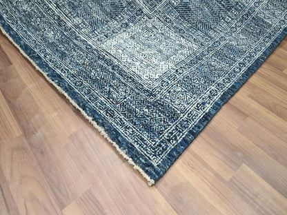 Blue 8'0" x 10'1" Transitional Hand knotted Wool Rug - Sku: O076560