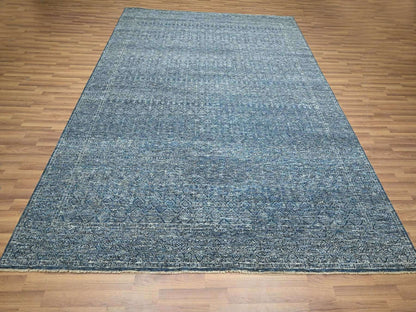 Blue 8'1" x 10'0" Transitional Hand knotted Wool/Silk Rug - Sku: O076562