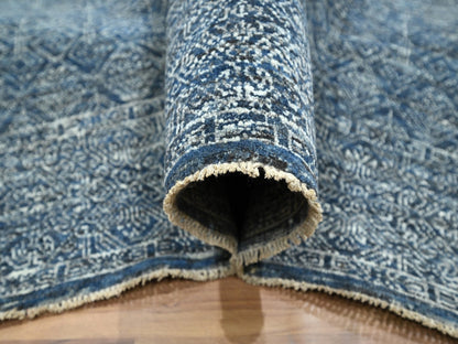 Blue 8'1" x 10'0" Transitional Hand knotted Wool/Silk Rug - Sku: O076562