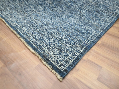 Blue 8'1" x 10'0" Transitional Hand knotted Wool/Silk Rug - Sku: O076562