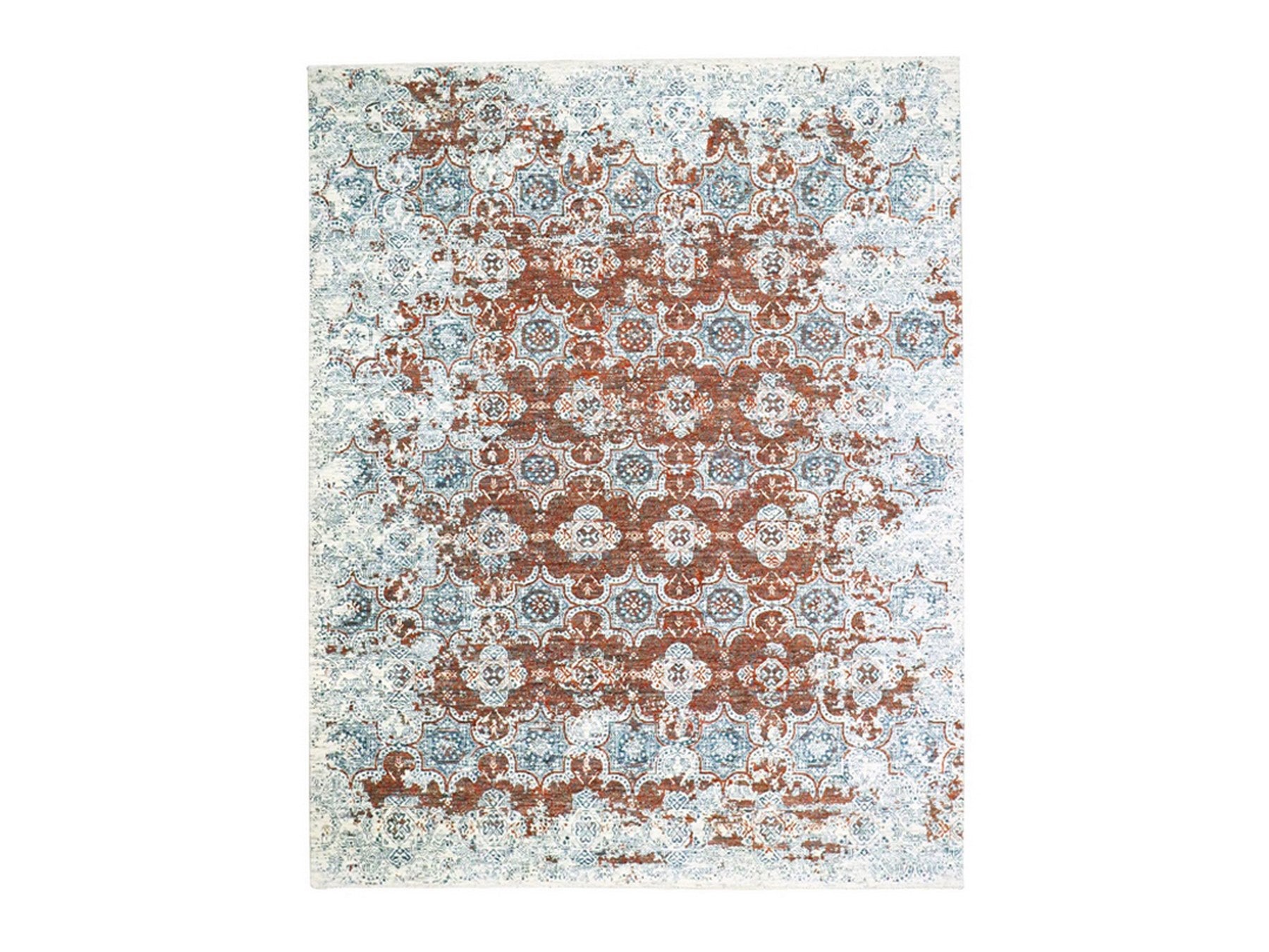 Clearance hand-knotted wool rug in Red, 7'11" x 10' — SKU O076564