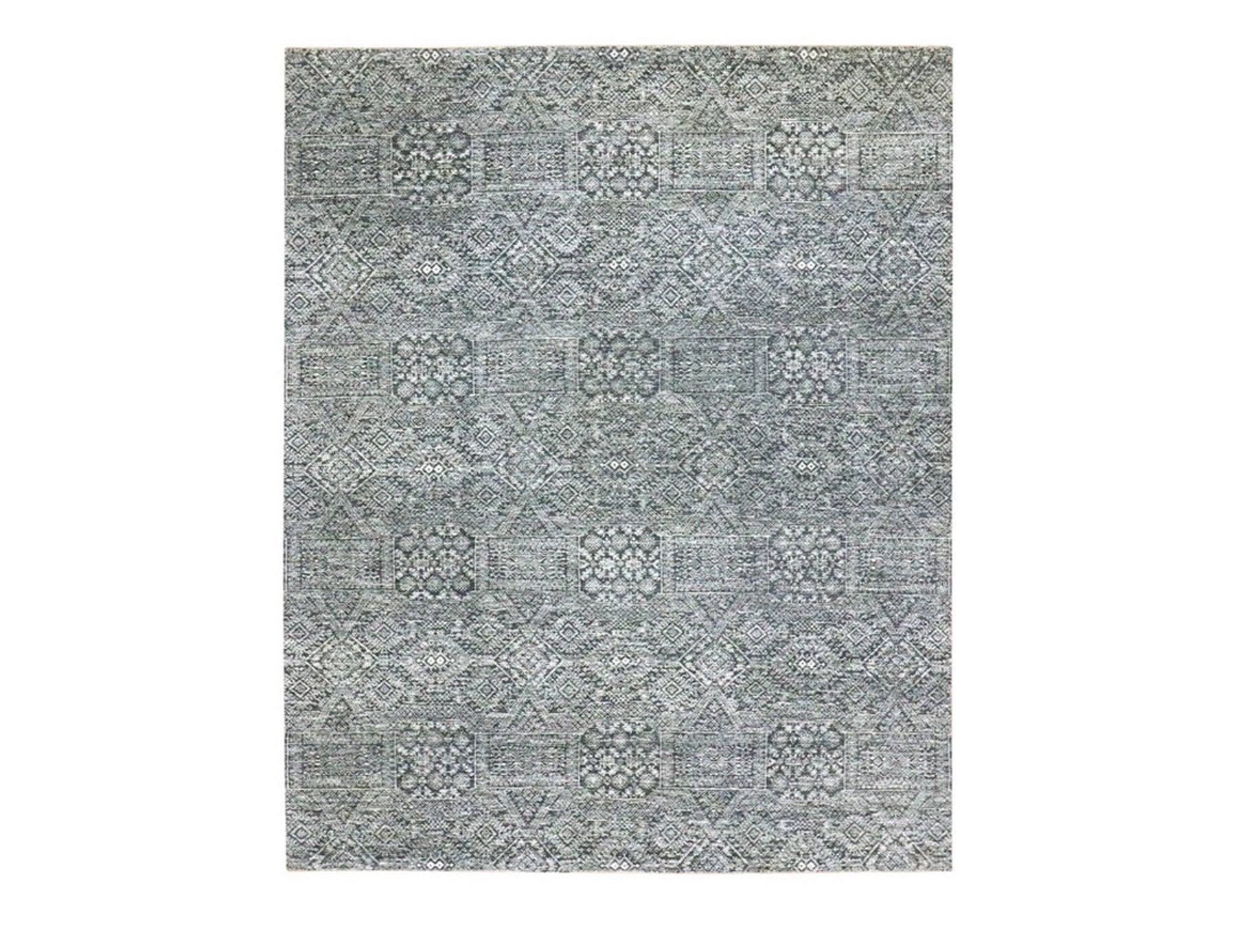 Transitional hand-knotted wool/silk rug in Gray, 8'1" x 10'1" — SKU O076566
