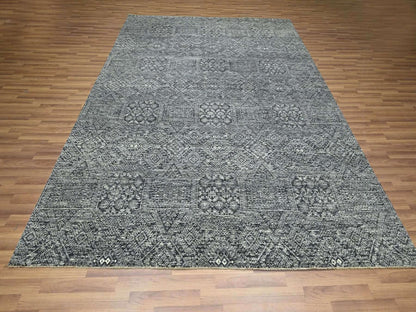 Transitional hand-knotted wool/silk rug in Gray, 8'1" x 10'1" — SKU O076566 (view 2)