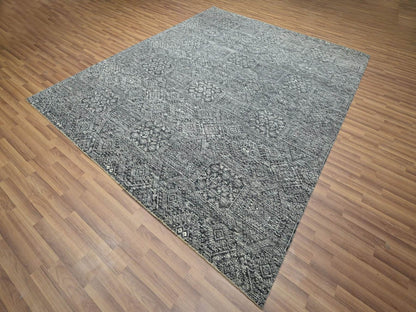 Transitional hand-knotted wool/silk rug in Gray, 8'1" x 10'1" — SKU O076566 (view 3)