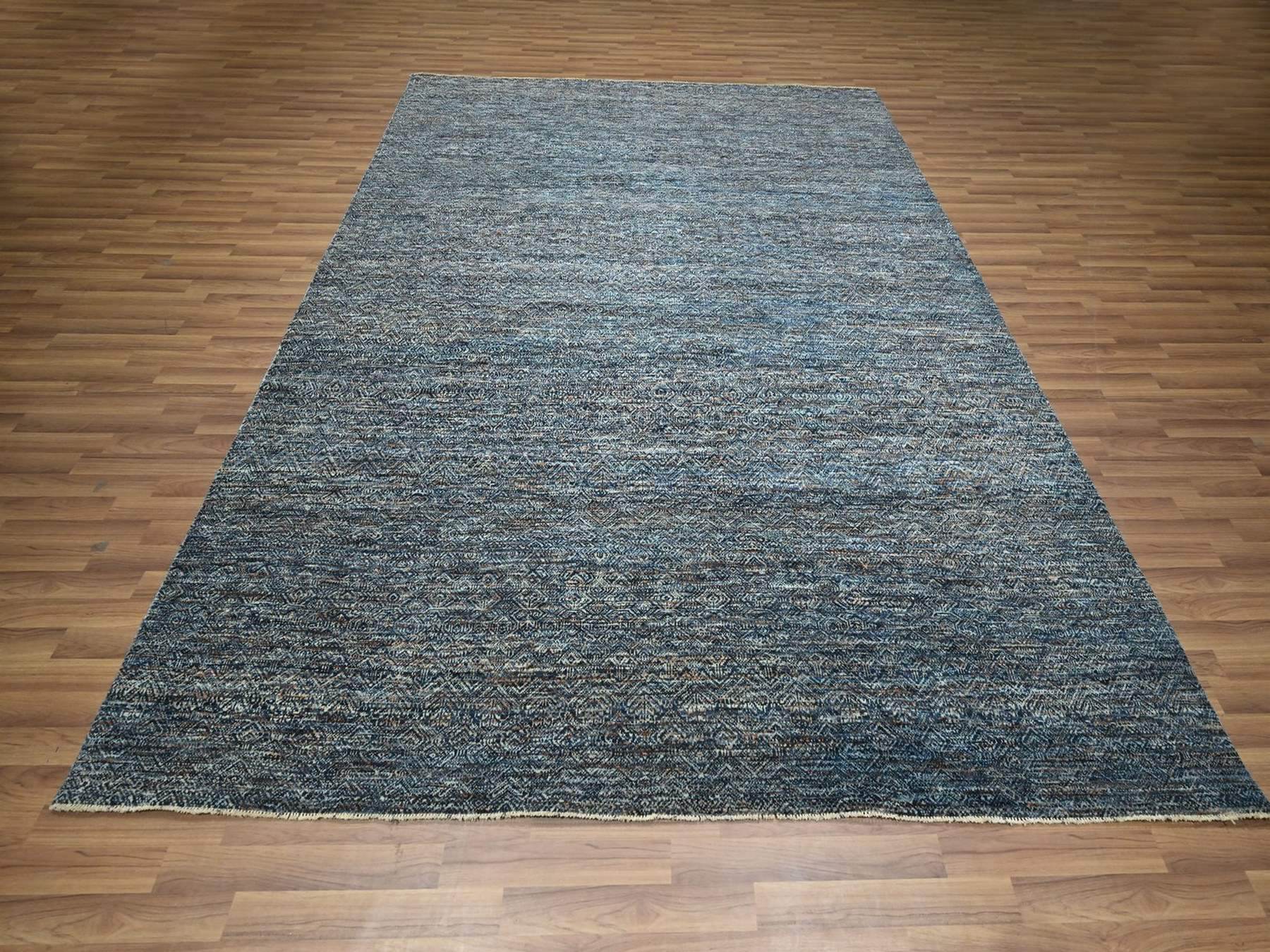 Blue 8'0" x 10'1" Modern and Contemporary Hand knotted Wool Rug - Sku: O076567