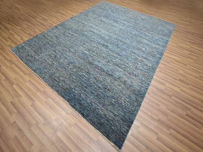 Blue 8'0" x 10'1" Modern and Contemporary Hand knotted Wool Rug - Sku: O076567