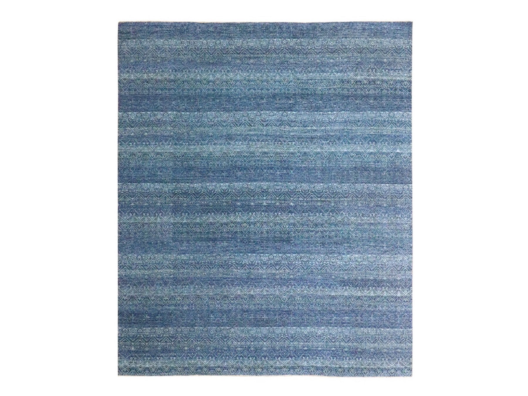 Blue 8'3" x 9'10" Modern and Contemporary Hand knotted Wool Rug - Sku: O076568