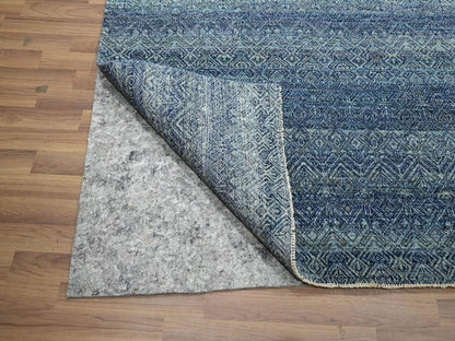 Blue 8'3" x 9'10" Modern and Contemporary Hand knotted Wool Rug - Sku: O076568