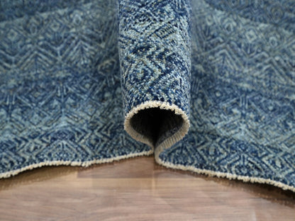 Blue 8'3" x 9'10" Modern and Contemporary Hand knotted Wool Rug - Sku: O076568