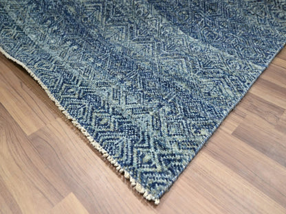 Blue 8'3" x 9'10" Modern and Contemporary Hand knotted Wool Rug - Sku: O076568