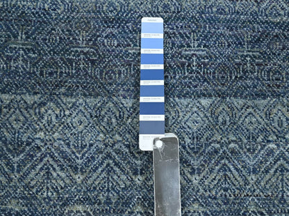 Blue 8'3" x 9'10" Modern and Contemporary Hand knotted Wool Rug - Sku: O076568