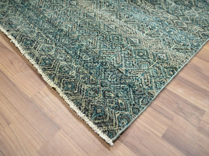 Modern / Contemporary hand-knotted wool rug in Teal, 8'1" x 10' — SKU O076569 (view 6)