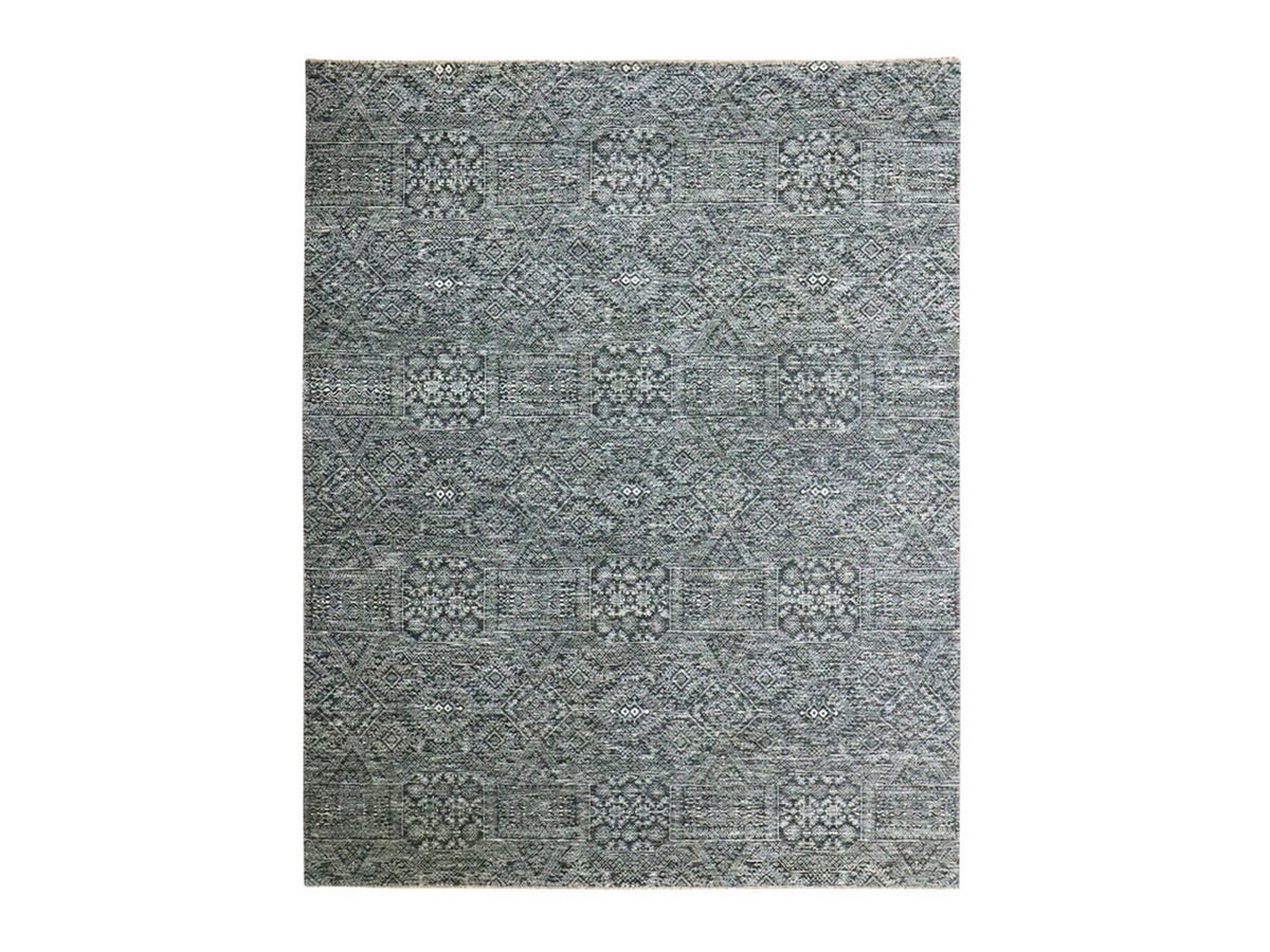 Transitional hand-knotted wool/silk rug in Gray, 7'10" x 10' — SKU O076573