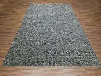 Transitional hand-knotted wool/silk rug in Gray, 7'10" x 10' — SKU O076573 (view 2)