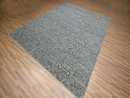 Transitional hand-knotted wool/silk rug in Gray, 7'10" x 10' — SKU O076573 (view 3)