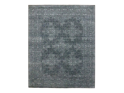 Black 8'2" x 10'2" Modern and Contemporary Hand knotted Wool/Silk Rug - Sku: O076574
