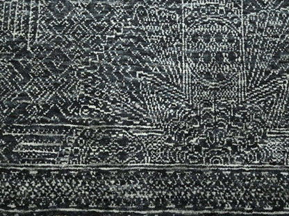 Black 8'2" x 10'2" Modern and Contemporary Hand knotted Wool/Silk Rug - Sku: O076574