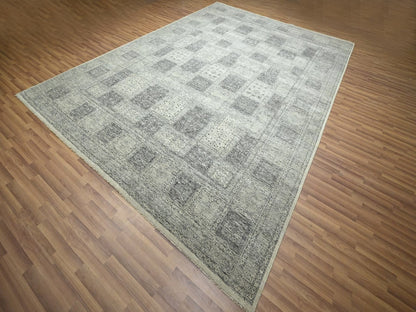 Beige 10'2" x 14'0" Transitional Hand knotted Wool Rug - Sku: O076576