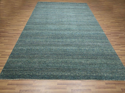 Blue 9'0" x 12'0" Modern and Contemporary Hand knotted Wool Rug - Sku: O076577