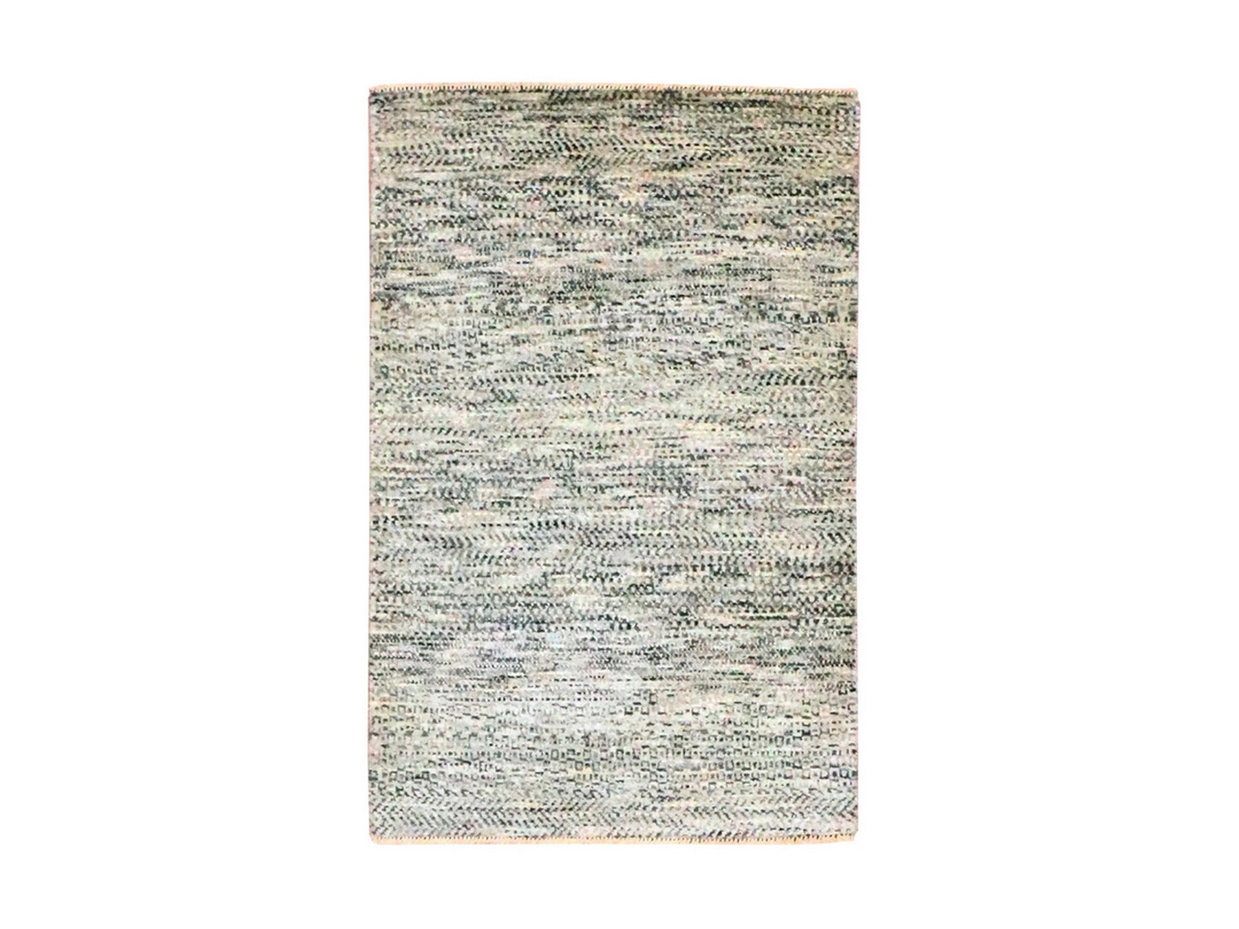 Beige 2'0" x 3'0" Modern and Contemporary Hand knotted Wool Rug - Sku: O076583