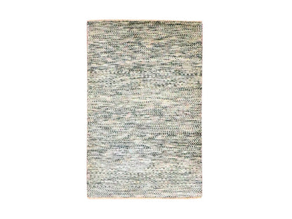 Beige 2'0" x 3'0" Modern and Contemporary Hand knotted Wool Rug - Sku: O076583