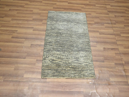 Beige 2'0" x 3'0" Modern and Contemporary Hand knotted Wool Rug - Sku: O076584