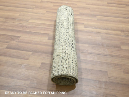 Beige 2'0" x 3'0" Modern and Contemporary Hand knotted Wool Rug - Sku: O076584