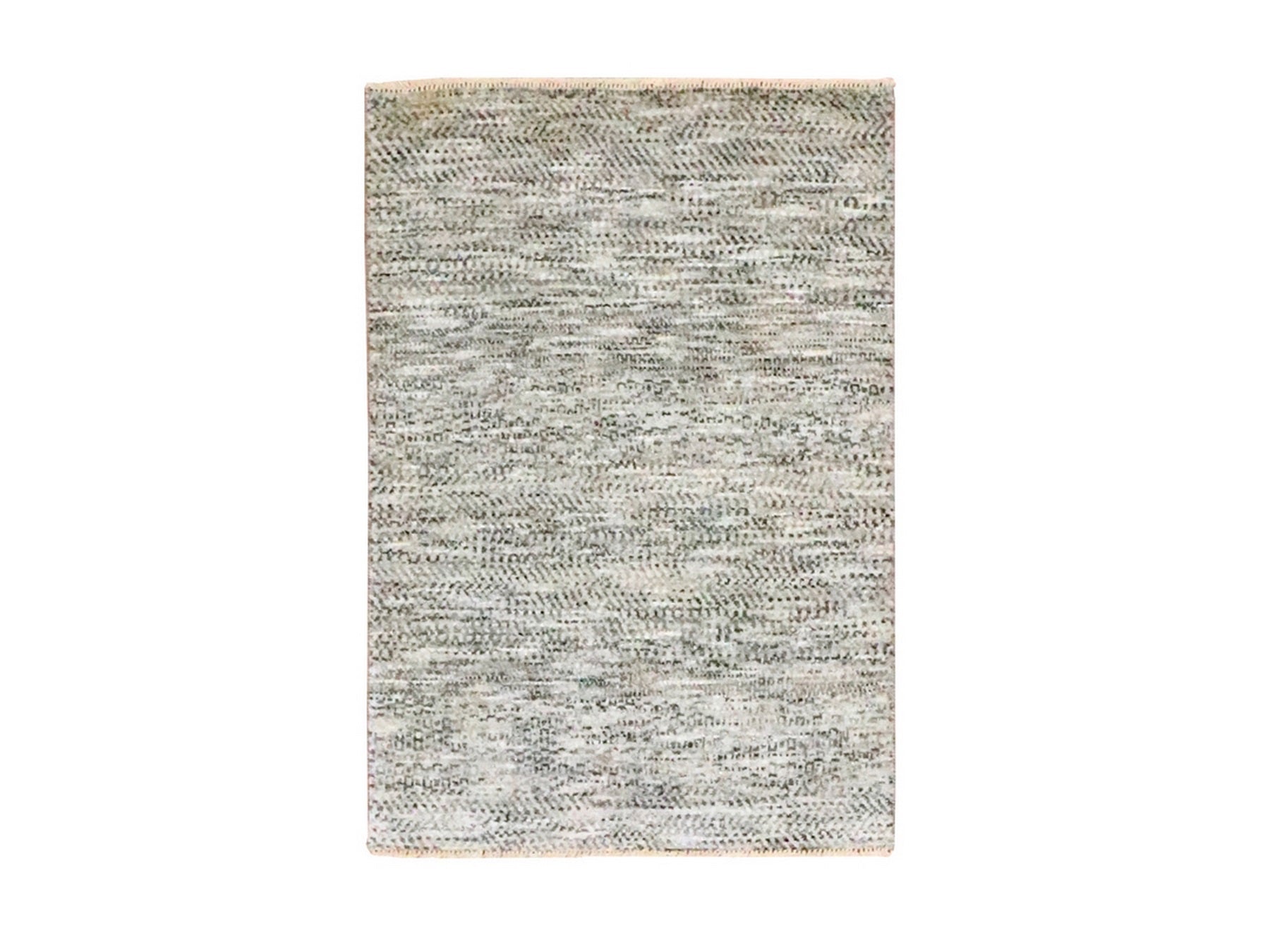 Beige 2'0" x 3'0" Modern and Contemporary Hand knotted Wool Rug - Sku: O076586