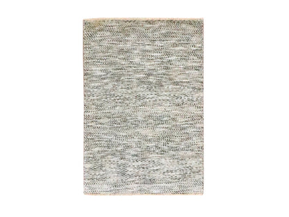 Beige 2'0" x 3'0" Modern and Contemporary Hand knotted Wool Rug - Sku: O076586