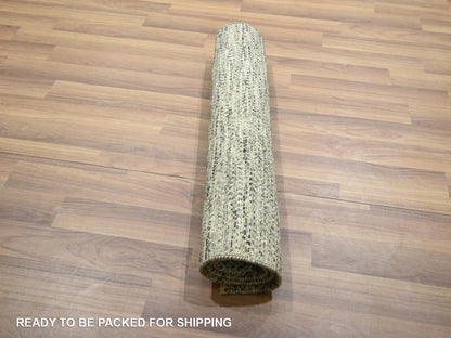 Beige 2'0" x 3'0" Modern and Contemporary Hand knotted Wool Rug - Sku: O076586