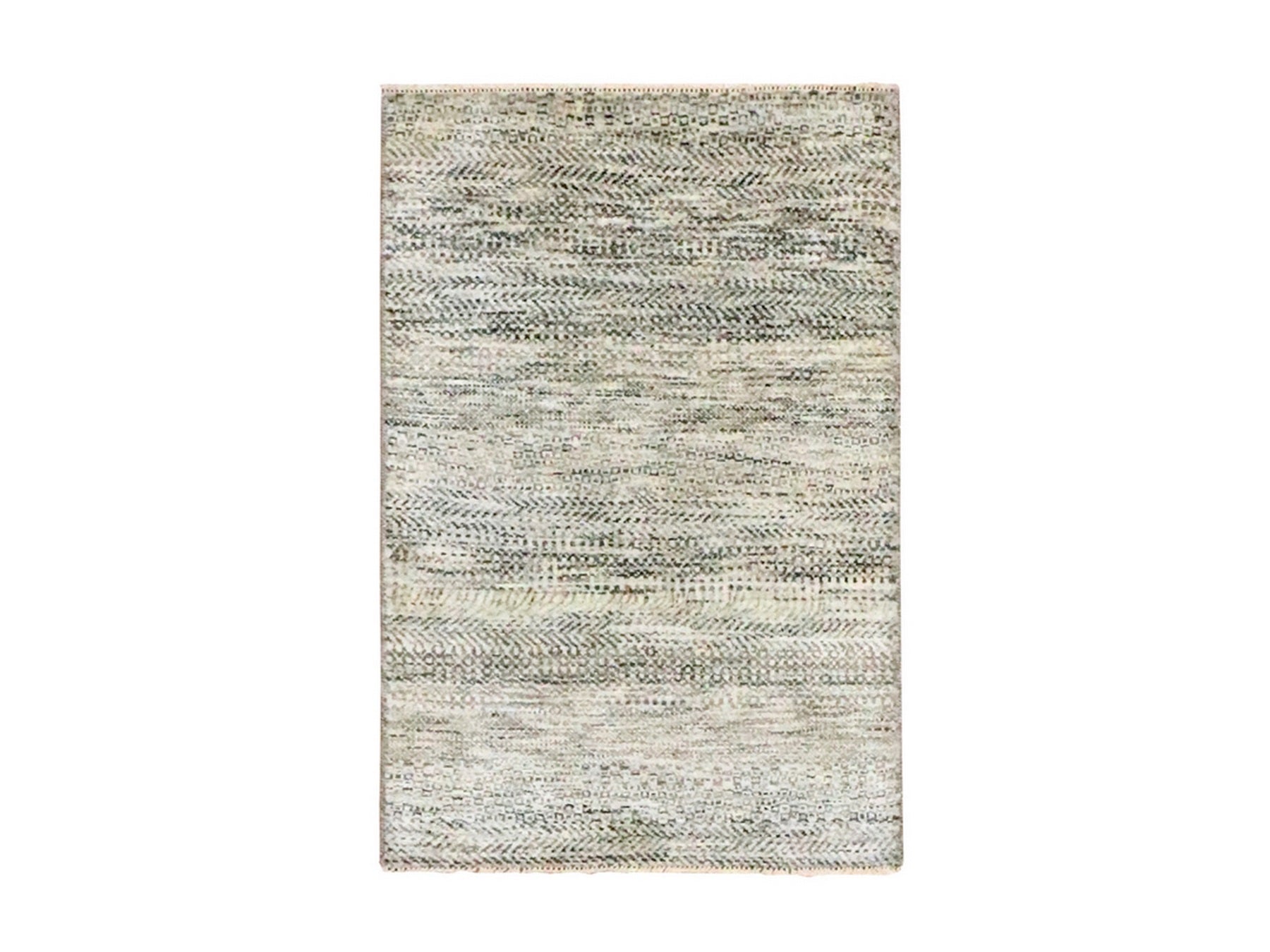 Beige 2'0" x 3'0" Modern and Contemporary Hand knotted Wool Rug - Sku: O076587