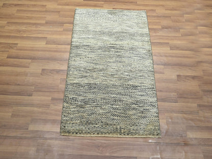 Beige 2'0" x 3'0" Modern and Contemporary Hand knotted Wool Rug - Sku: O076587