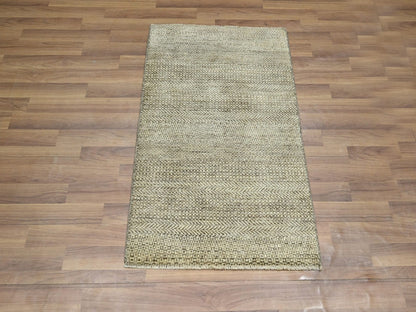 Brown 2'0" x 3'0" Modern and Contemporary Hand knotted Wool Rug - Sku: O076590