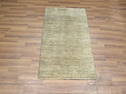 Brown 2'0" x 3'0" Modern and Contemporary Hand knotted Wool Rug - Sku: O076591