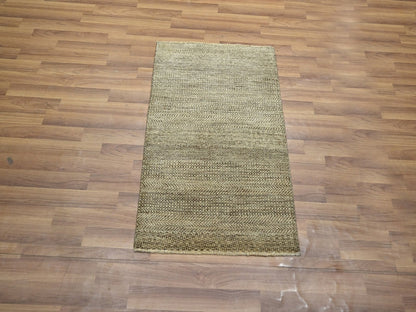 Brown 2'0" x 3'0" Modern and Contemporary Hand knotted Wool Rug - Sku: O076593
