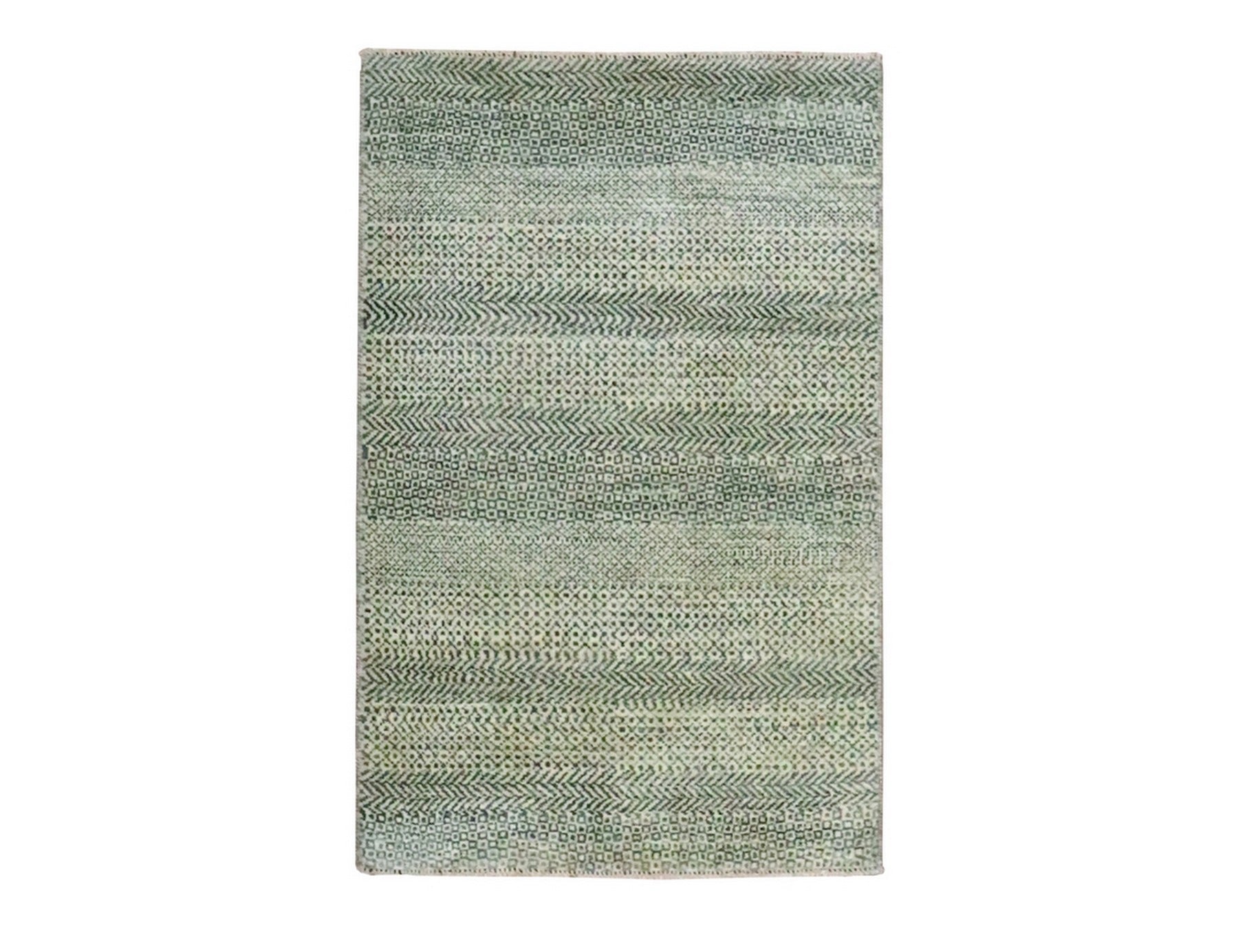 Beige 2'0" x 3'0" Modern and Contemporary Hand knotted Wool Rug - Sku: O076594